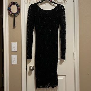 B. Darlin Juniors Black Lace Long Sleeve Dress - Size 7/8